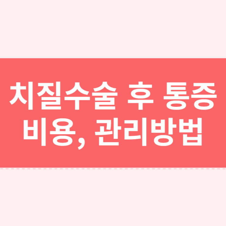  직장인 4기 치질(치핵) 수술 후 통증, 비용, 관리 방법