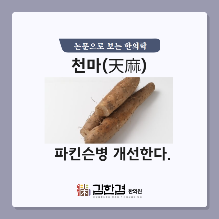  천마, 파킨슨병 개선에 유효한 한약재로 사용된다.