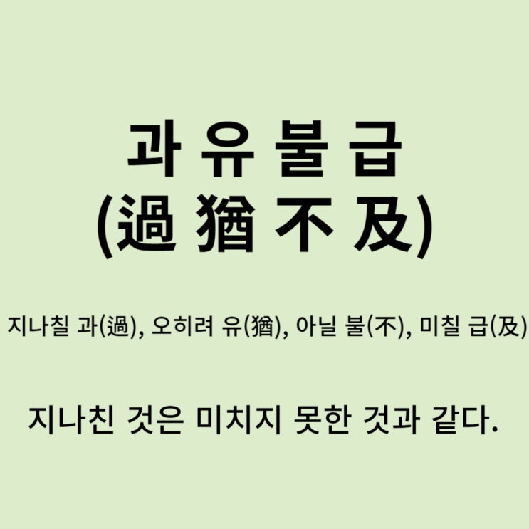  고사성어 뒤집어 보기 (14. 과유불급)