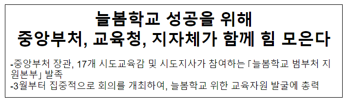 늘봄학교 성공을 위해 중앙부처, 교육청, 지자체가 함께 힘 모은다