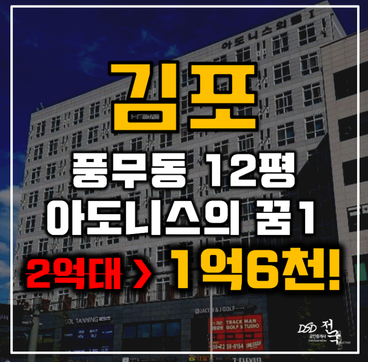 김포경매 풍무동 아도니스의 꿈1 오피스텔 12평 1억대 급매