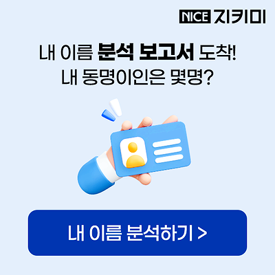  내 이름은 전국에 몇 명!?나이스지키미 전국민 이름분석 서비스