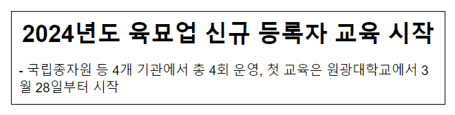 2024년도 육묘업 신규 등록자 교육 시작 2024년도 육묘업 신규 등록자 교육 시작