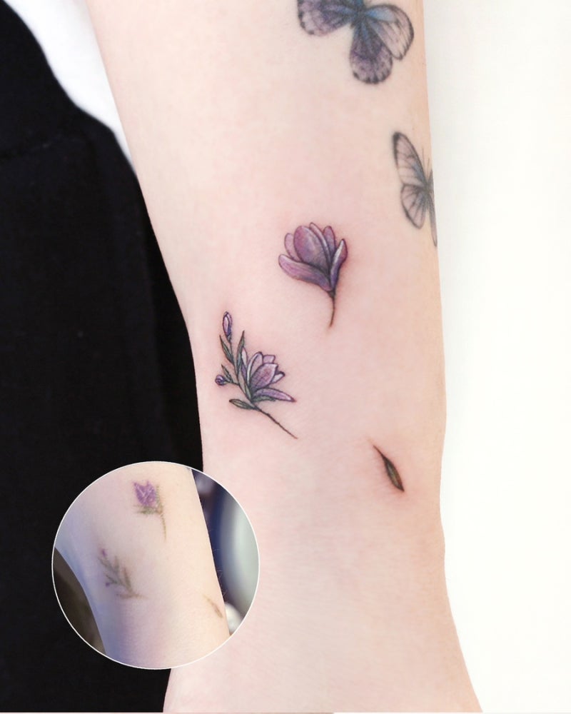 꽃타투 커버업타투 타투커버 목련타투 미니타투 : 네이버 블로그, image size:800x1000