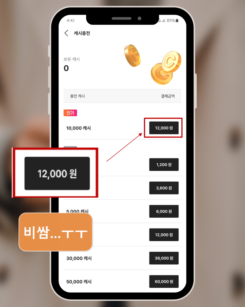카카오페이지 캐시 저렴하게 충전하는 방법, PC랑 핸드폰 가격이 다른데? : 네이버 블로그