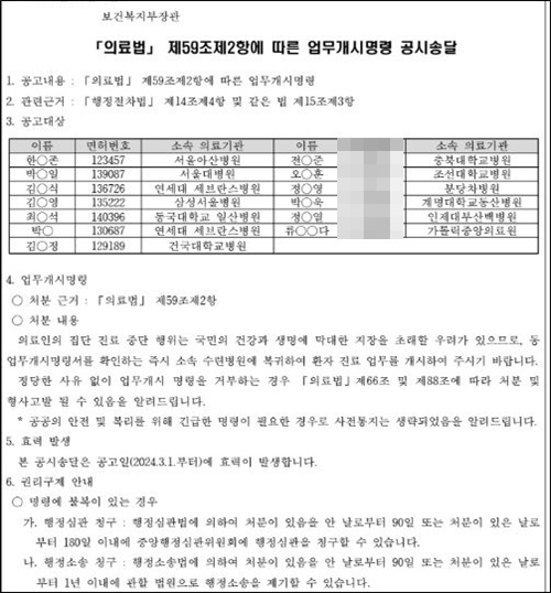 복지부는 홈페이지에 업무개시명령서 올리고 <b>경찰</b>은 <b>압수수색</b>... 