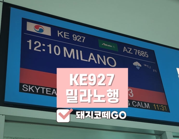  돼지코떼GO_KE927이용후기_대한항공밀라노행이용후기