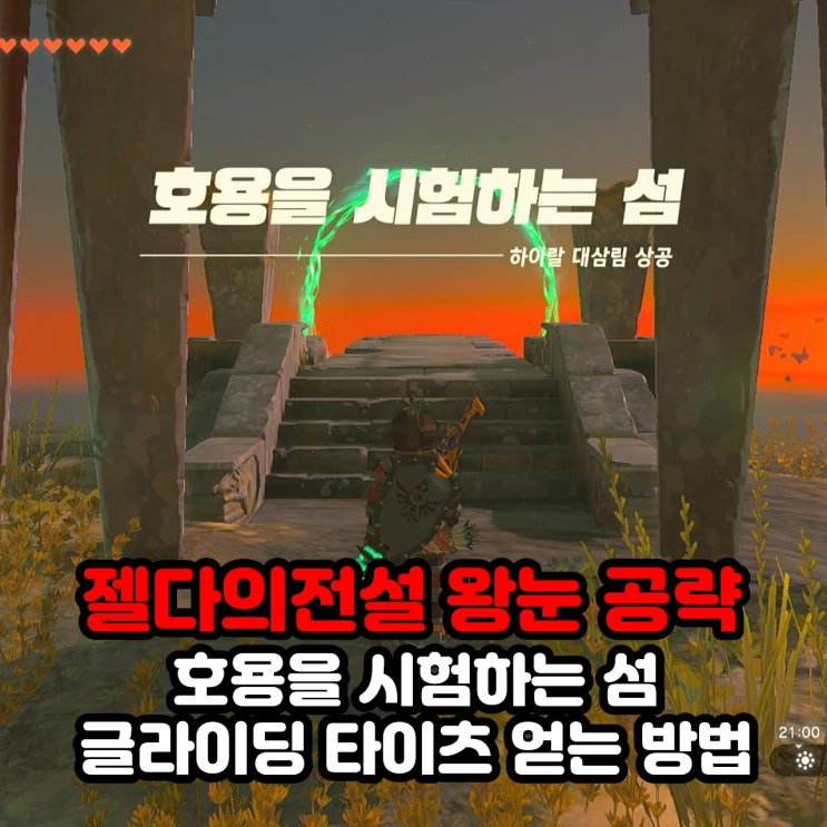  호용을 시험하는 섬의 낙하 의식 / 글라이딩 타이츠 얻는 방법 공략 / 젤다의 전설 왕눈 왕국의 눈물