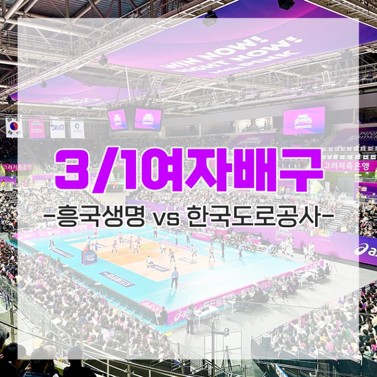  여자 프로 배구 경기 일정 3월 1일 삼산월드체육관 핑크스파이더스