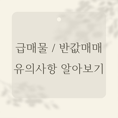  급매물 반값매매 유의사항 알아보기
