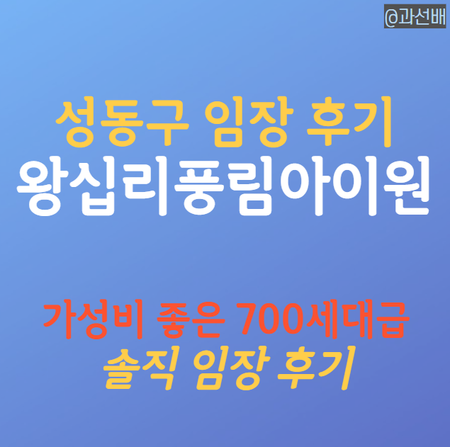 왕십리 풍림아이원 신혼부부 임장 후기(ft. 신생아 특례 대출)