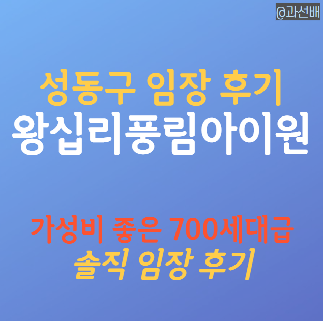  왕십리 풍림아이원 신혼부부 임장 후기(ft. 신생아 특례 대출)