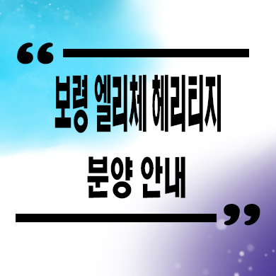  보령 엘리체 헤리티지 미분양아파트 동대동 서진건설 신축 잔여세대 분양가 모델하우스