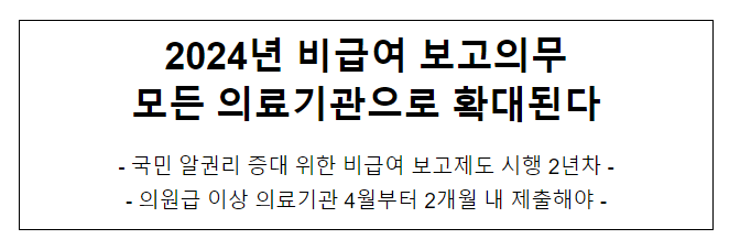 2024년 비급여 보고의무 모든 의료기관으로 확대된다 2024년 비급여 보고의무 모든 의료기관으로 확대된다