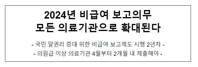 2024년 비급여 보고의무 모든 의료기관으로 확대된다