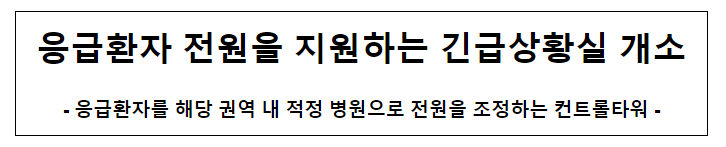 응급환자 전원을 지원하는 긴급상황실 개소 응급환자 전원을 지원하는 긴급상황실 개소