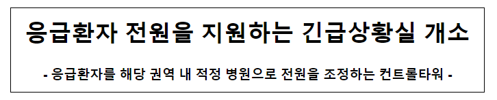 응급환자 전원을 지원하는 긴급상황실 개소