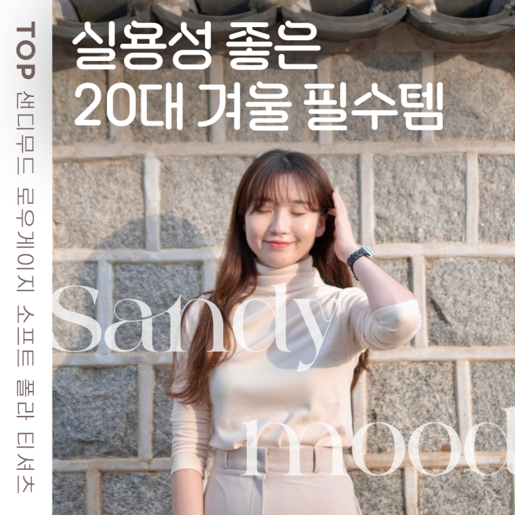  20대 여성쇼핑몰 추천 샌디무드 로우게이지 소프트 폴라 티셔츠