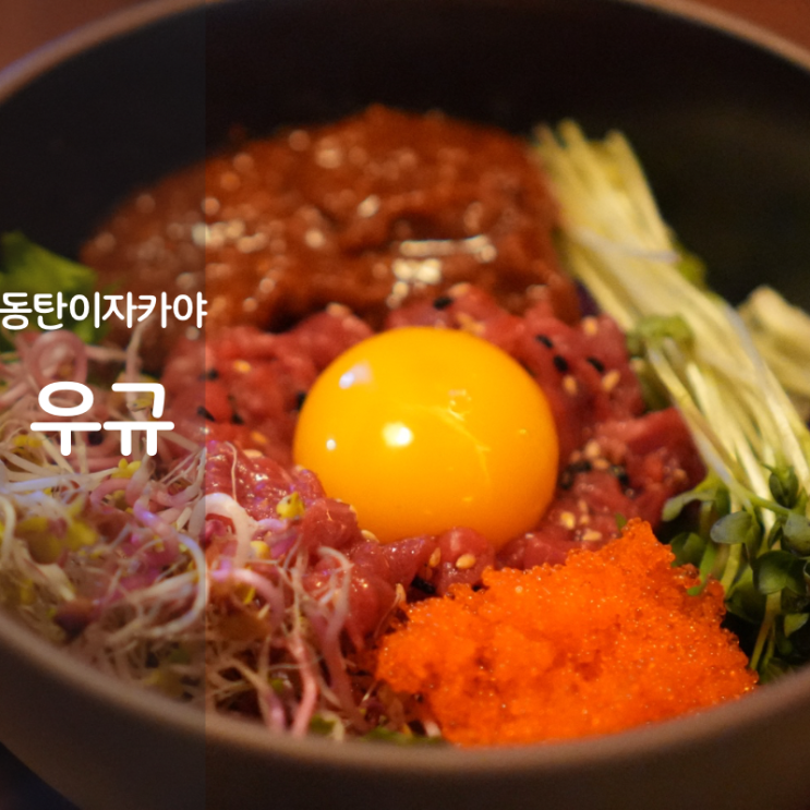 동탄 북광장 이자카야 술집 우규 육회비빔밥 연어회 맛집