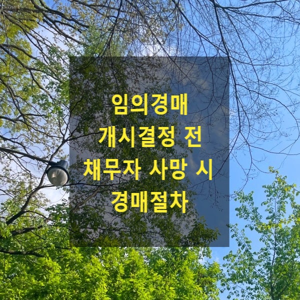  임의경매(담보권실행 경매) 개시결정 전 채무자 사망 시 경매절차
