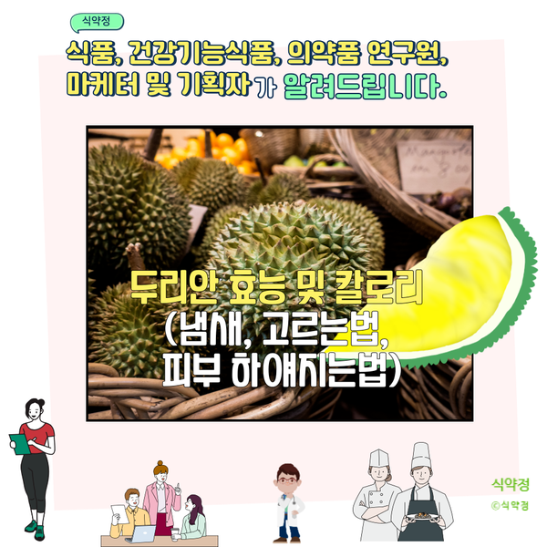  두리안 효능 및 칼로리 (냄새, 고르는법, 피부 하얘지는법)