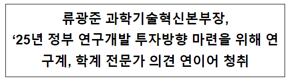 2025년 국가연구개발 투자방향 수립 관련 간담회 개최 2025년 국가연구개발 투자방향 수립 관련 간담회 개최