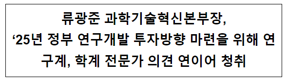 2025년 국가연구개발 투자방향 수립 관련 간담회 개최