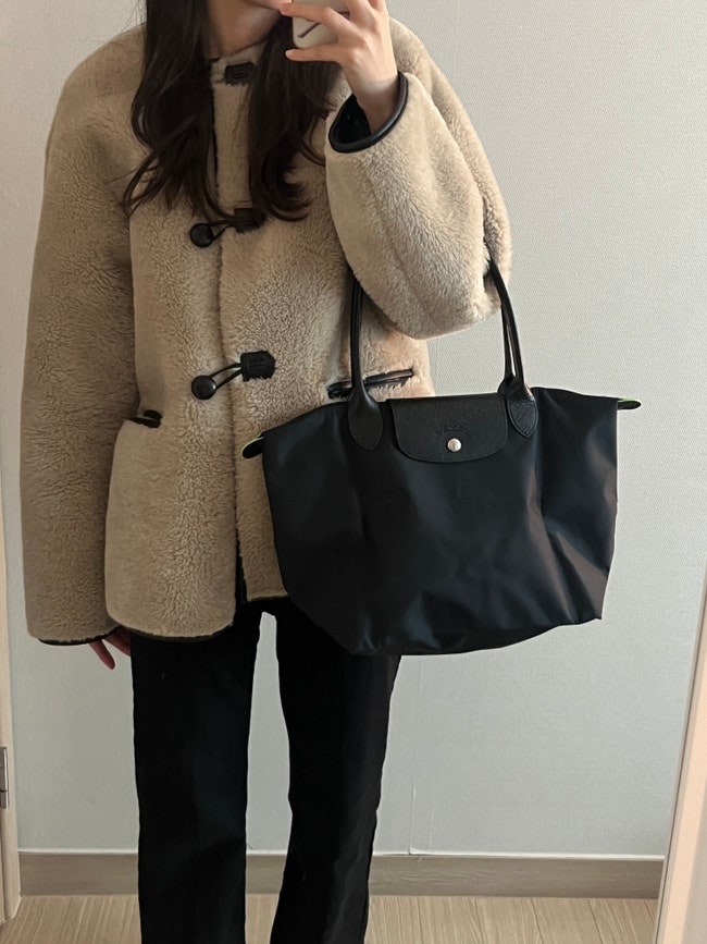  롱샴 르 플리아쥬 오리지널 숄더백 미디움 사이즈 블랙 longchamp le pliage original, 라지랑 사이즈 비교