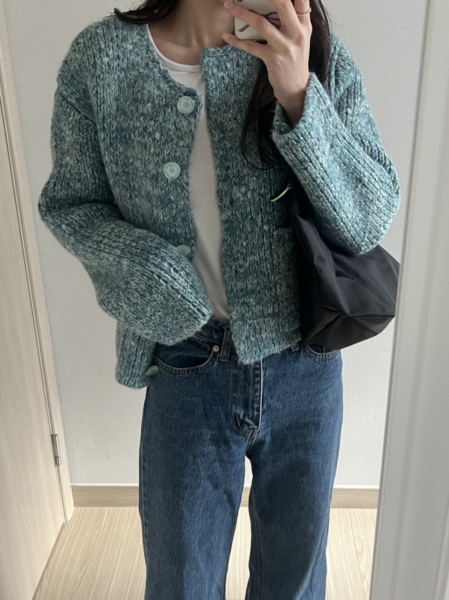  그로브 테이트 가디건 그린 / GROVE TATE CARDIGAN (GREEN) 노카라 가디건