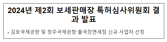 2024년 제2회 보세판매장 특허심사위원회 결과 발표