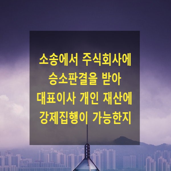  소송에서 주식회사(법인)에 승소판결을 받아 대표이사 개인 재산에 대한 강제집행이 가능한지