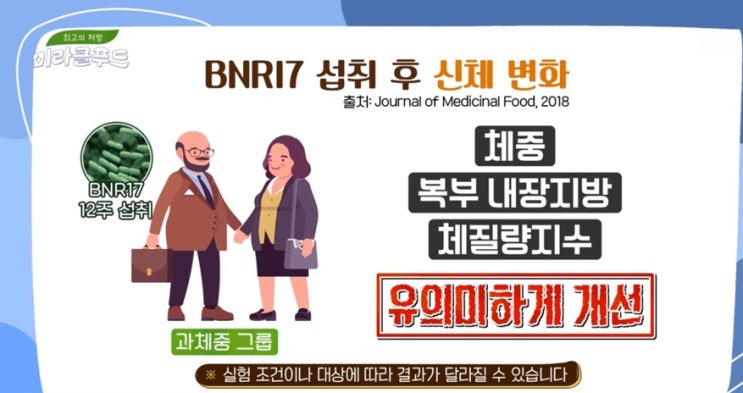 bnr17 섭취, 내장지방 감소 및 식욕억제에도 도움을 줍니다.