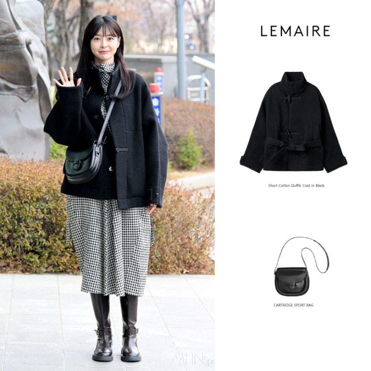 권나라 출근룩 패션 르메르 LEMAIRE 하프 코트 카트리지 스포츠백 가방 스타일링 정보 권나라 출근룩 패션 르메르 LEMAIRE 하프 코트 카트리지 스포츠백 가방 스타일링 정보