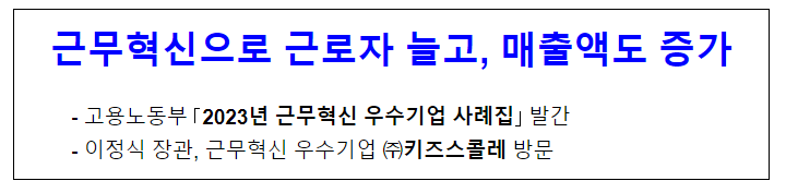 근무혁신으로 근로자 늘고, 매출액도 증가