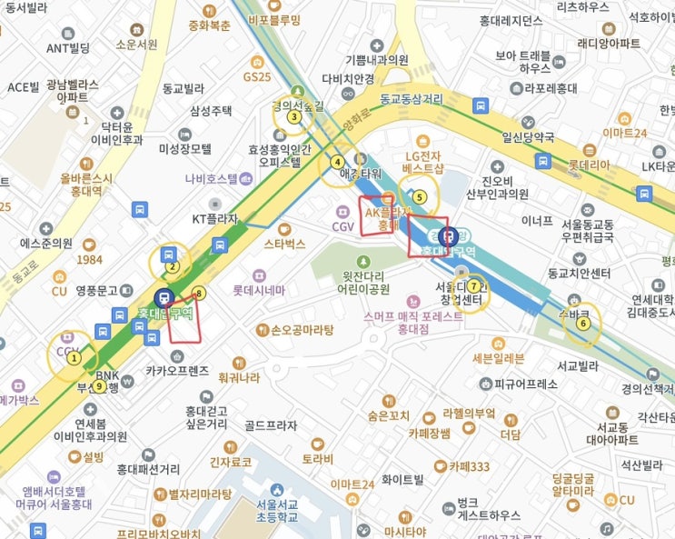  [2호선,경의중앙선]홍대입구 엘리베이터 위치