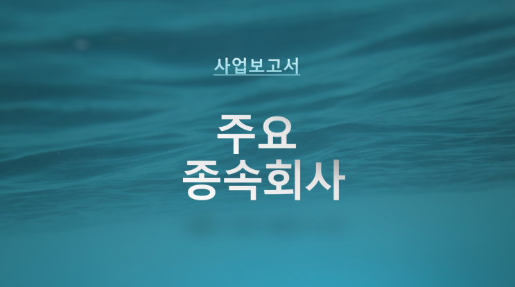 [전자공시] 사업보고서 주요 종속회사 기준 : 최근사업연도말 별도(개별)재무제표상 자산총액이 지배회사 별도(개별)재무제표상 자산총액의 10% 이상이거나 750억원 이상인 종속회사