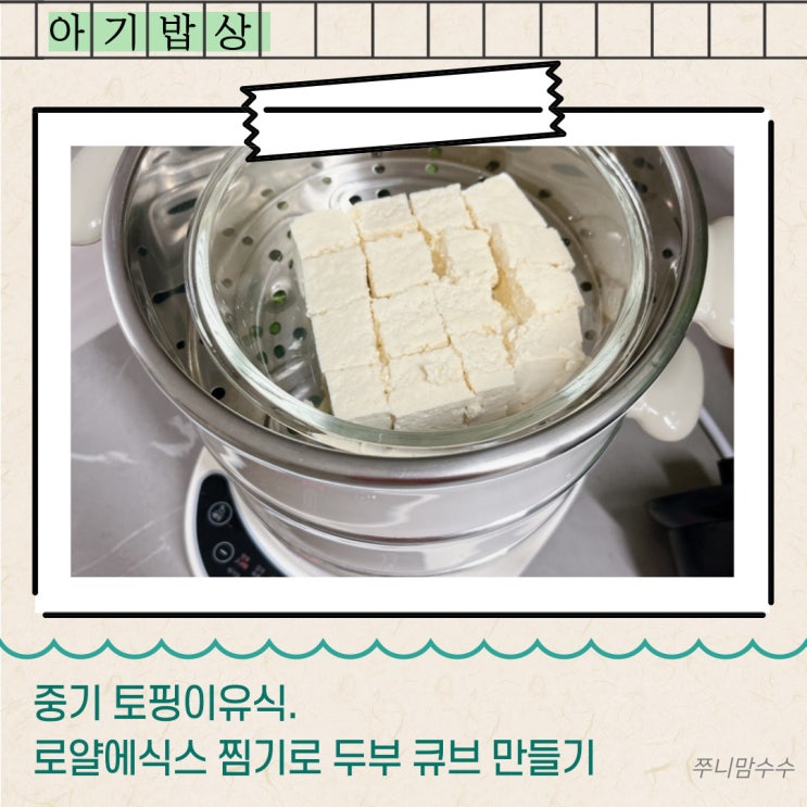  중기 토핑이유식 로얄에식스 찜기로 "두부 큐브" 만들기