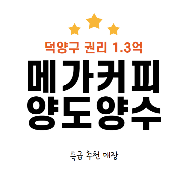  고양시 덕양구 메가커피 창업 권리 1억3000만원