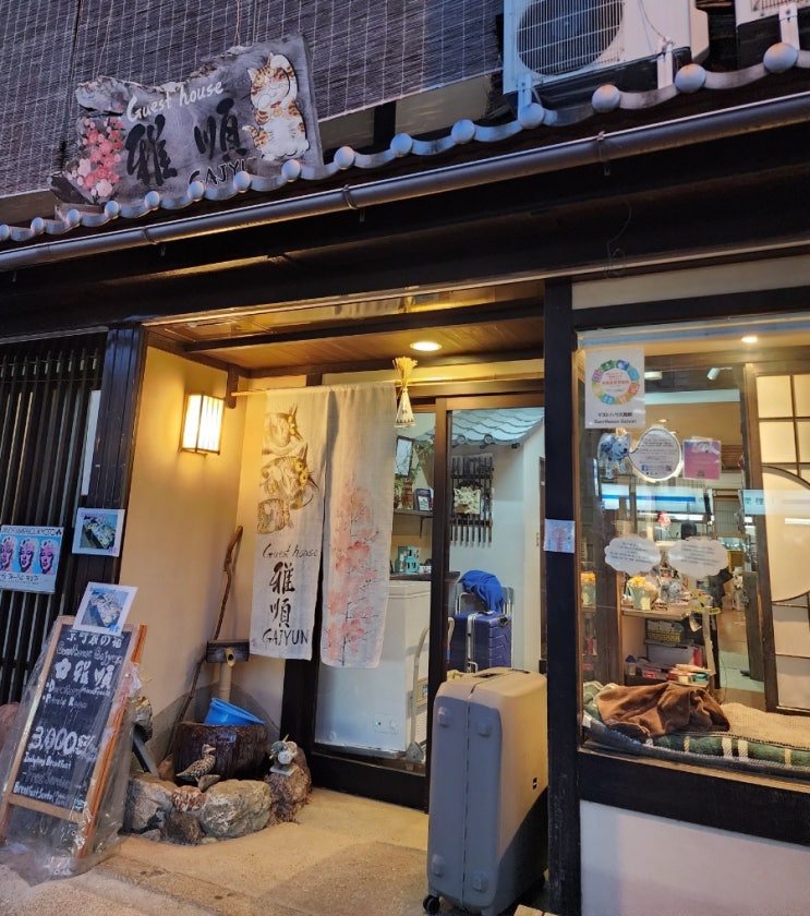 간사이 교토, 중심가에 위치한 일본 감성 숙소 '게스트하우스 가-쥰' (일본가정식 조식, 숙소 시설, 마스코트 시바견 지로, 목욕탕 투어)