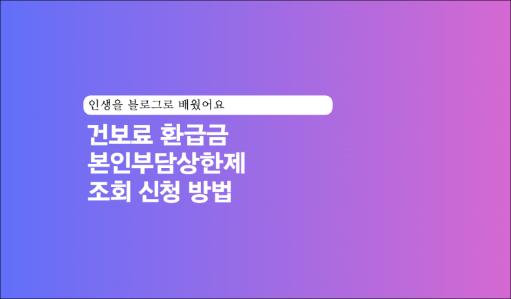  건보료 환급금 본인부담상한제 조회 신청 방법