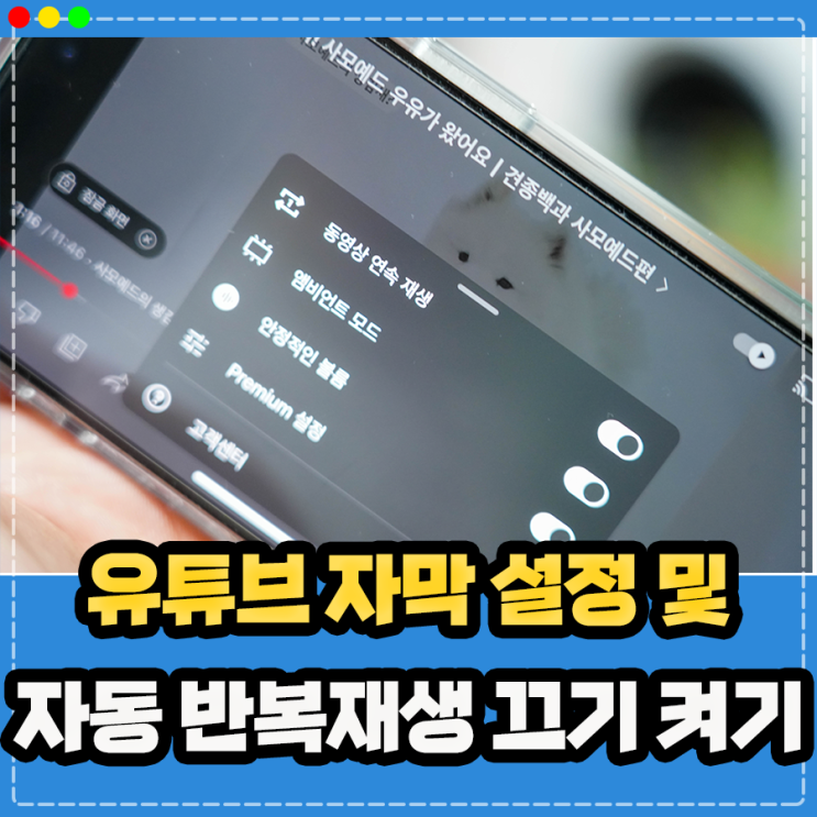  유튜브 자막 자동재생 반복재생 끄기 켜기 설정 (PC 및 모바일)