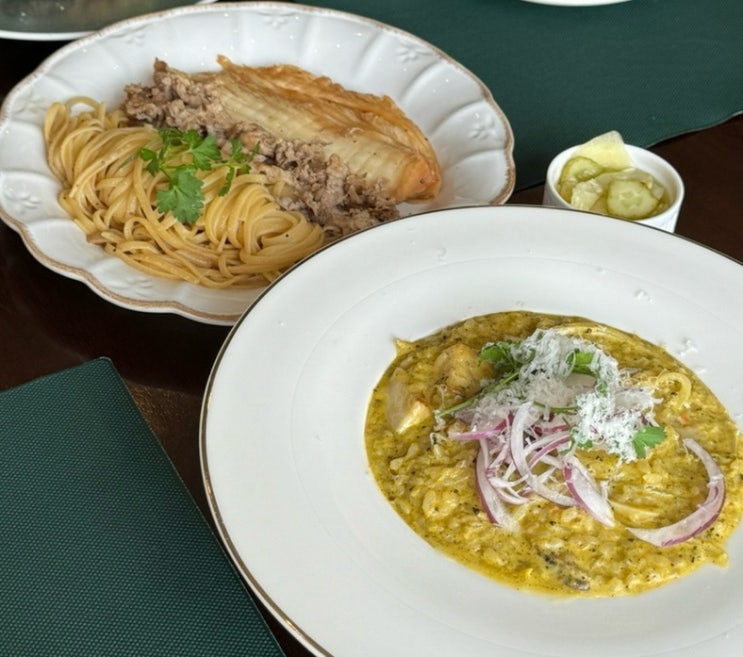  오산 동탄 대형카페 “메르오르” 묵은지 파스타 전복크림 리조또 브런치맛집