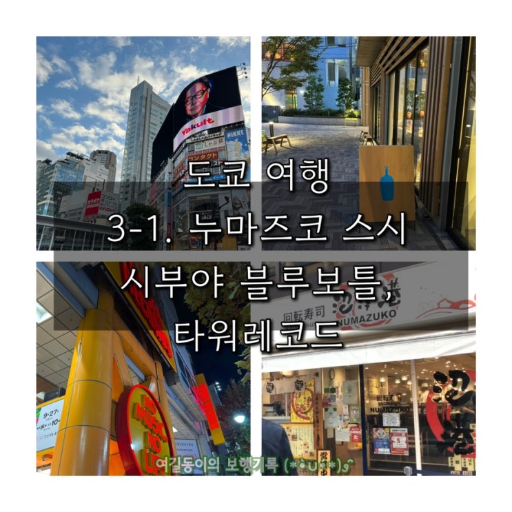  (3박 4일 도쿄 여행) 3-1. 신주쿠 누마즈코 스시｜시부야 교차로, 블루 보틀, 타워 레코드