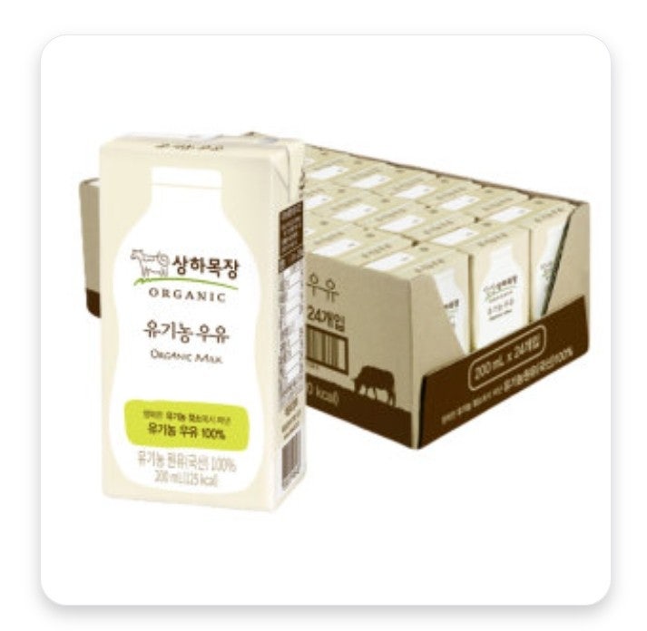 상하목장 유기농 우유, 200ml, 24개