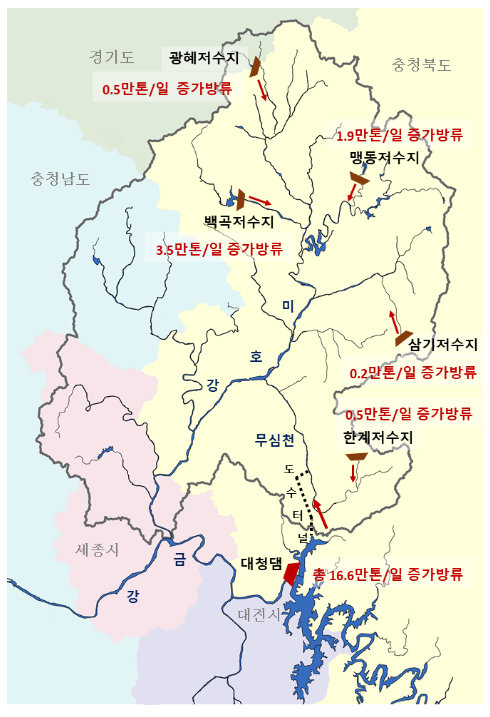 미호강 통합물관리 2차 시범사업… 하루 23만여톤 댐·저수지 용수 활용해 수질개선 미호강 통합물관리 2차 시범사업… 하루 23만여톤 댐·저수지 용수 활용해 수질개선