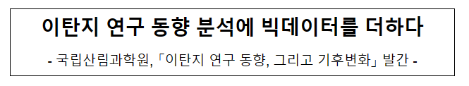 이탄지 연구 동향 분석에 빅데이터를 더하다 이탄지 연구 동향 분석에 빅데이터를 더하다
