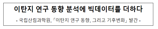 이탄지 연구 동향 분석에 빅데이터를 더하다