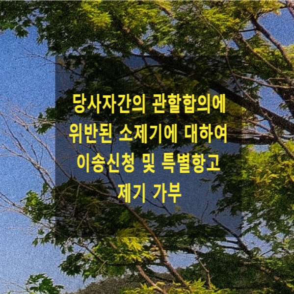  당사자간의 관할합의에 위반된 소제기에 대하여 이송신청 및 특별항고 제기 가부