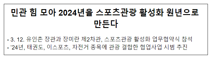 민관 힘 모아 2024년을 스포츠관광 활성화 원년으로 만든다 민관 힘 모아 2024년을 스포츠관광 활성화 원년으로 만든다