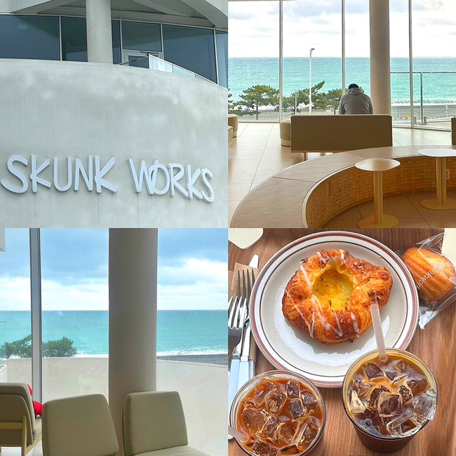  울산 북구 강동 몽돌해변 오션뷰 카페 추천, "스컹크웍스 산하점" (SKUNK WORKS)